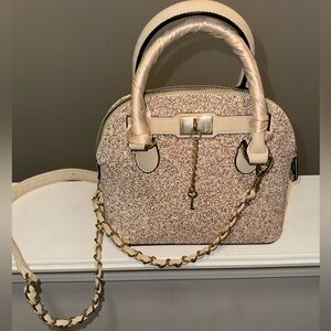 Aldo Cream and Gold Satchel Bag